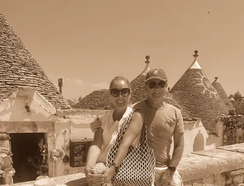 Among the conical stone roofs of a hill town