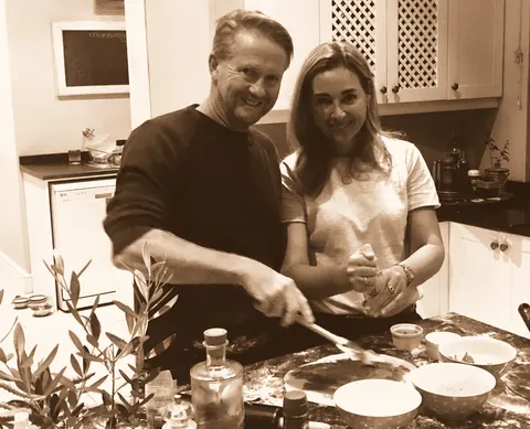 Cooking side by side at a kitchen counter
